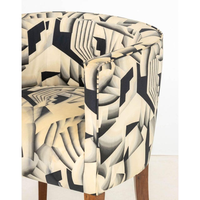 Modern Silk Upholstered Club Chair For Sale In New York - Image 6 of 8