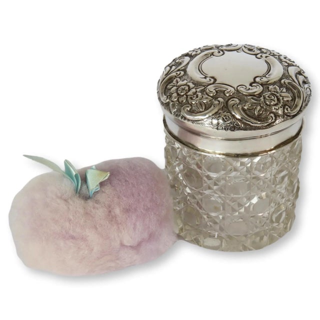 1900 - 1909 English Crystal and Sterling Silver Vanity Jar, Dated 1900 For Sale - Image 5 of 5
