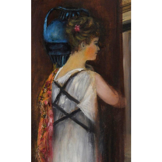 The American School Athenian Woman Carrying a Water Jar in a White Dress by 19th Century American School For Sale - Image 3 of 5