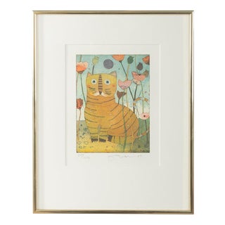 Jutta Votteler, Cat, Color Etching For Sale
