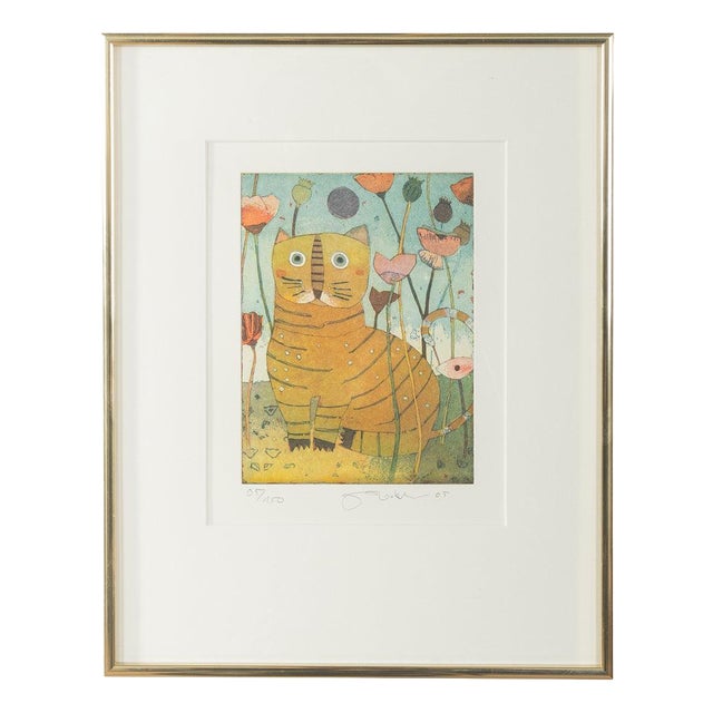 Jutta Votteler, Cat, Color Etching For Sale
