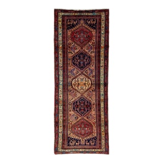 Brown Vintage Serab Persian Wool Runner With a Multicolor Tribal Design For Sale