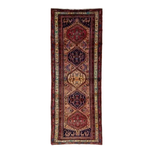 Brown Vintage Serab Persian Wool Runner With a Multicolor Tribal Design