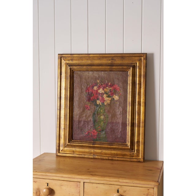1950s 1950s Original Signed Belgian Floral Oil on Canvas | by Alphonse Van Beurden Belgian For Sale - Image 5 of 9