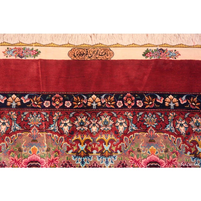 Nazmiyal Collection Vintage Garden Design Silk Persian Qum Rug For Sale - Image 4 of 8