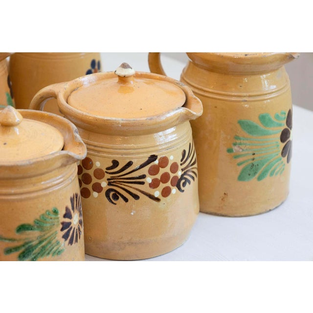 Mustard 19th Century French Terracotta Pottery Pitchers with Floral Decor For Sale - Image 8 of 10