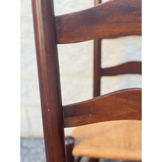 Mid 20th Century Set of 6 French Provincial Ladderback Dining Chairs With Rush Seats For Sale - Image 11 of 12