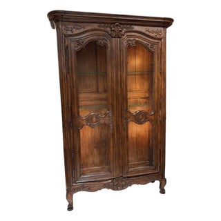 Antique 18th C French Provincial Walnut Display Cabinet Armoire - Joanna Carson Estate For Sale