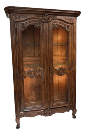Antique 18th C French Provincial Walnut Display Cabinet Armoire - Joanna Carson Estate