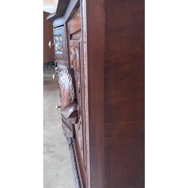 Wood Late 19th Century Renaissance Spanish Buffet with Two Doors, Three Drawers For Sale - Image 7 of 18