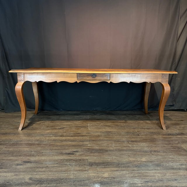 Brown 19th Century French Louis XV Walnut Farmhouse Table With Single Drawer For Sale - Image 8 of 11