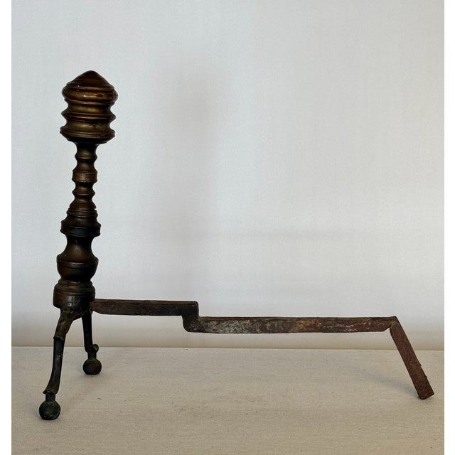 Early 20th Century 1900s Antique Brass Andirons, Pair For Sale - Image 5 of 5