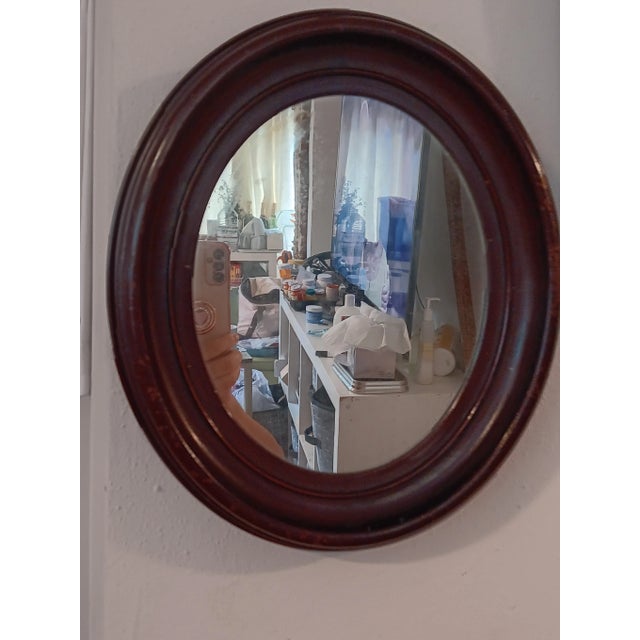 Early 20th Century Last Call.Early 20th Century Oval Mahogany Wood Frame Mirror For Sale - Image 5 of 5