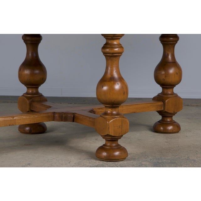 Wood Country French Provincial Oval Farmhouse Maple Trestle Dining Table For Sale - Image 7 of 12