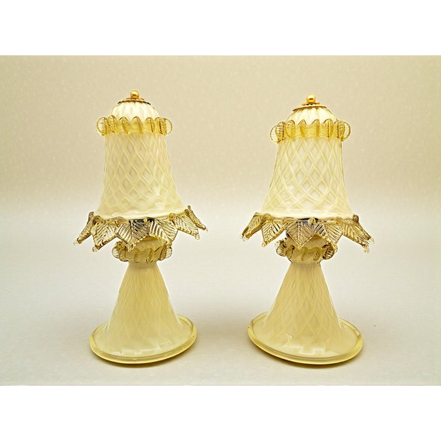 Ivory Murano Opaline Glass Lampshades from Manifattura Di Murano, 1980s, Set of 2 For Sale - Image 8 of 8