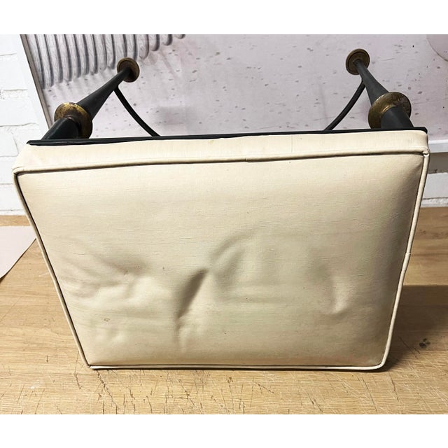 Black 1960s Black Iron Stool With Brass Accents For Sale - Image 8 of 12