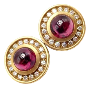 Late 20th Century Vintage Kieselstein Cord Yellow Gold Garnet Diamond Earrings 1997, A Pair