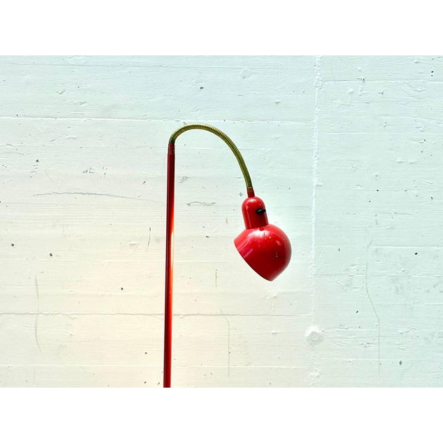 Red Metal Gooseneck Floor Lamp, 1970s For Sale - Image 10 of 14