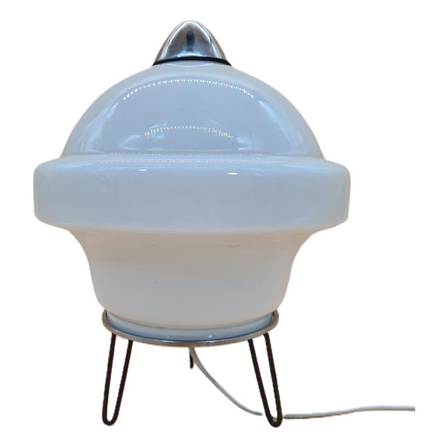Vintage Space Age Table Lamp in Frosted Glass, 1960s For Sale