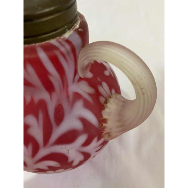Art Nouveau Antique Cranberry Art Glass Vessel For Sale - Image 3 of 8