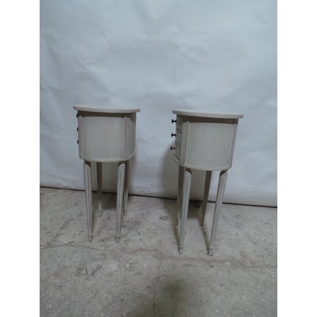 1950s Gustavian Style Unique 3 Drawer Nightstands For Sale - Image 5 of 11