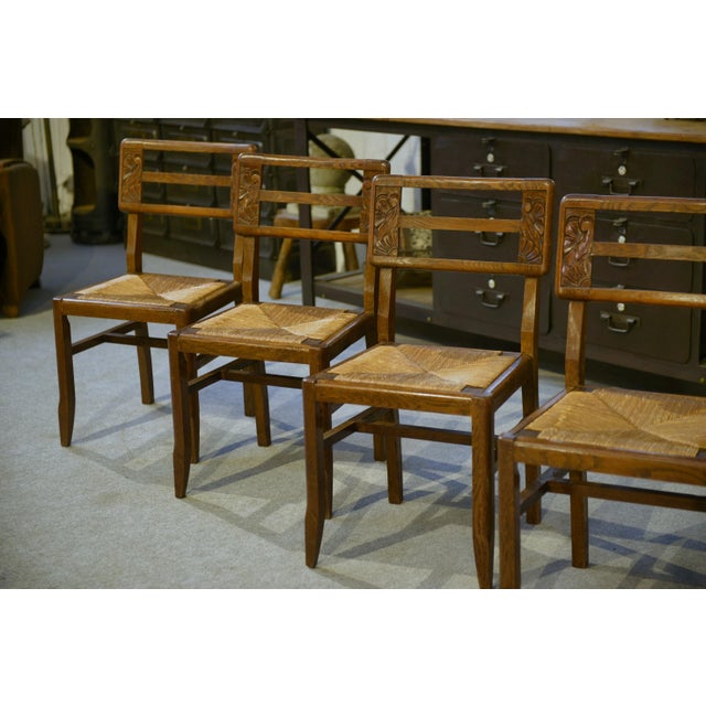 Oak Chairs in the style of Pierre Cruège, 1940s, Set of 6 For Sale - Image 12 of 13