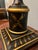 Vintage Black Lacquer Chinoiserie Table Lamp With Hand-Painted Gilt Decoration & Shade For Sale - Image 9 of 10