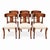 Set of Six Walnut Klismos Dining Chairs with White Bouclé Upholstery An elegant set of six Klismos dining chairs pairing...