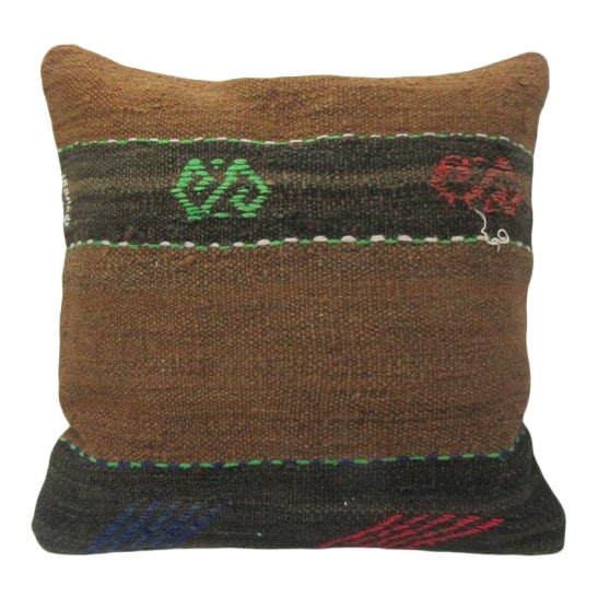 Brown Turkish Kilim Pillow Cover For Sale