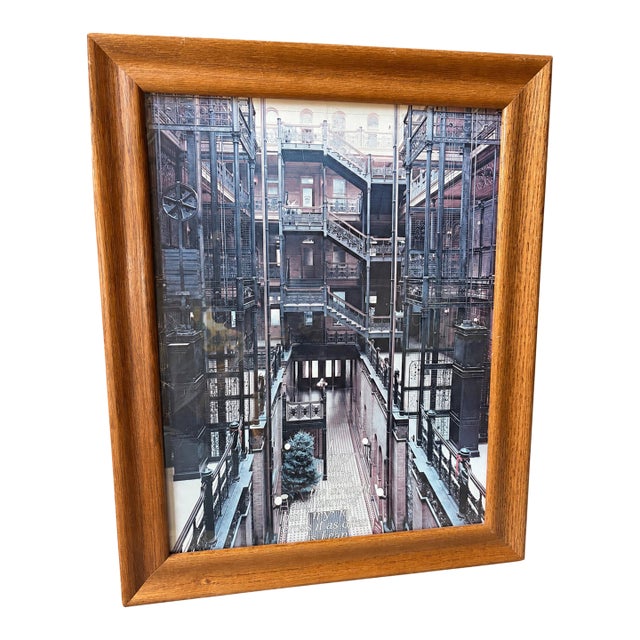 Vintage Framed Bradbury Building Atrium Art Print With J. Golden Kimball Quote - 17.5" X 21.5" For Sale