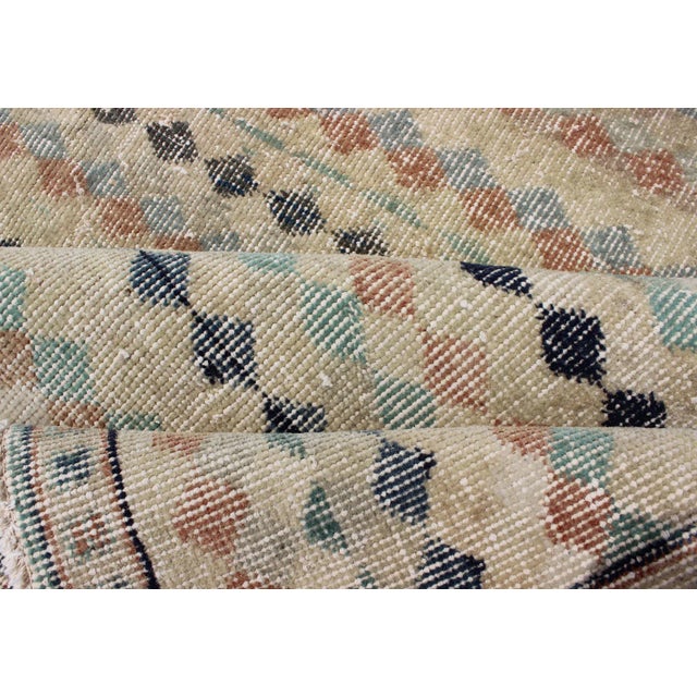 Vintage Turkish Mid-Century Modern Rug With Diamond Stripe Design For Sale - Image 11 of 13