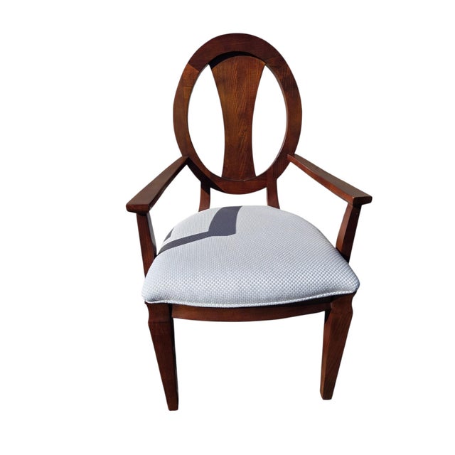 1990s Ethan Allen Horizons Dining Armchair Pair Wood Oval Slat Back Accent Living Room For Sale - Image 10 of 18