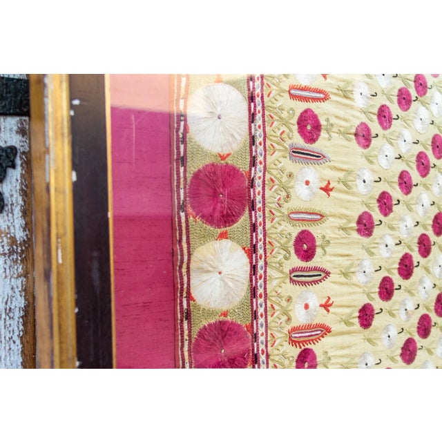 Antique Framed Silk Embroidered Wedding Shawl For Sale In Los Angeles - Image 6 of 9