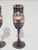 Handmade glass goblets in Venice. Blue shade, decorated with gold leafs. Original vintage item from the 1960s. Dimensions:...
