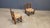 Sturdy brutalist side chairs or children chairs attributed to Charles Dudouyt. Made from stained oak and wicker seats....