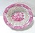 Striking vintage reticulated porcelain bowl in a pink-and-white chinoiserie pattern with pierced lattice sides, scalloped...