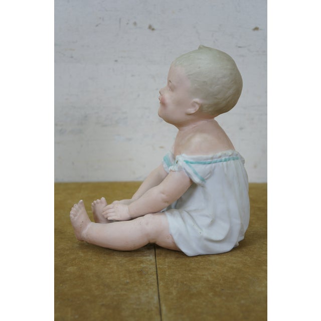 Antique German Gebruder Heubach Bisque Piano Baby Figurine Statue 9" For Sale - Image 4 of 16