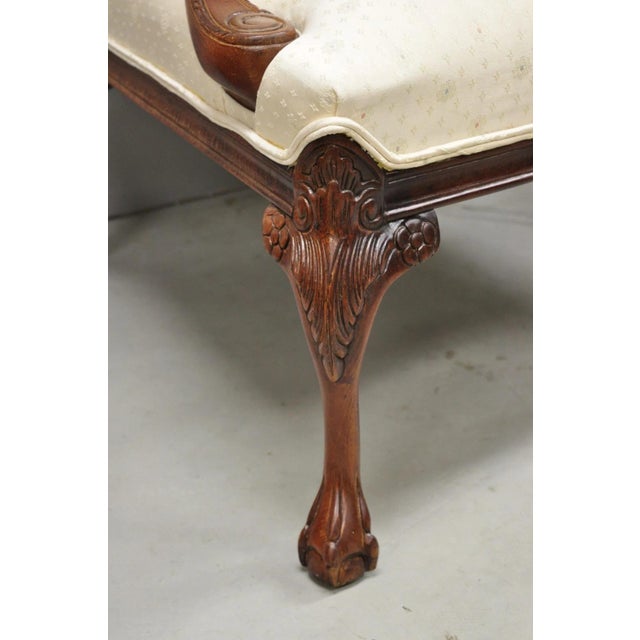Vintage Thomasville Georgian Style Carved Mahogany Lounge Arm Chairs - A Pair For Sale In Philadelphia - Image 6 of 16