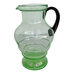 Large Vintage Green Czech Art Glass Pitcher