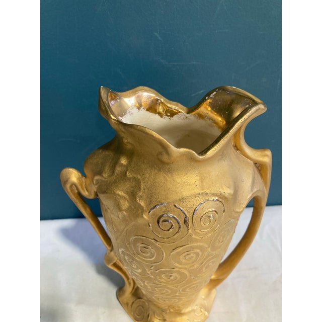 Ceramic Vintage Ceramic Vase With 22k Gold For Sale - Image 7 of 10