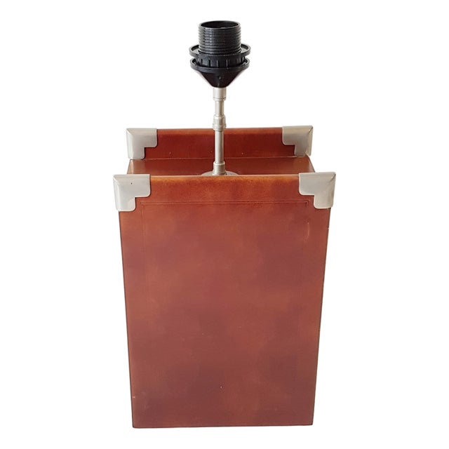 Leather Lamp by Jacques Adnet, 1970s For Sale