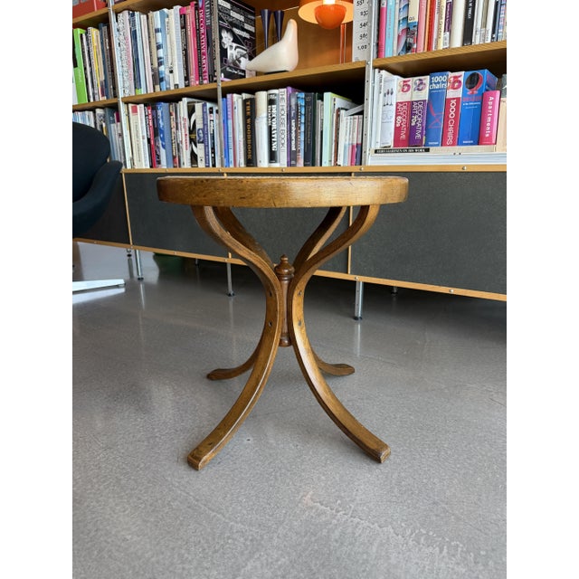 Mid-Century Modern Vintage CCFM Bentwood Martini Table Mid Century Modern Cane Rattan Side Stand Thonet Style For Sale - Image 3 of 14