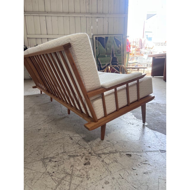 Mid-Century Modern Reupholstered Vintage Spindle Back Sofa by Manuel Martin For Sale - Image 3 of 8