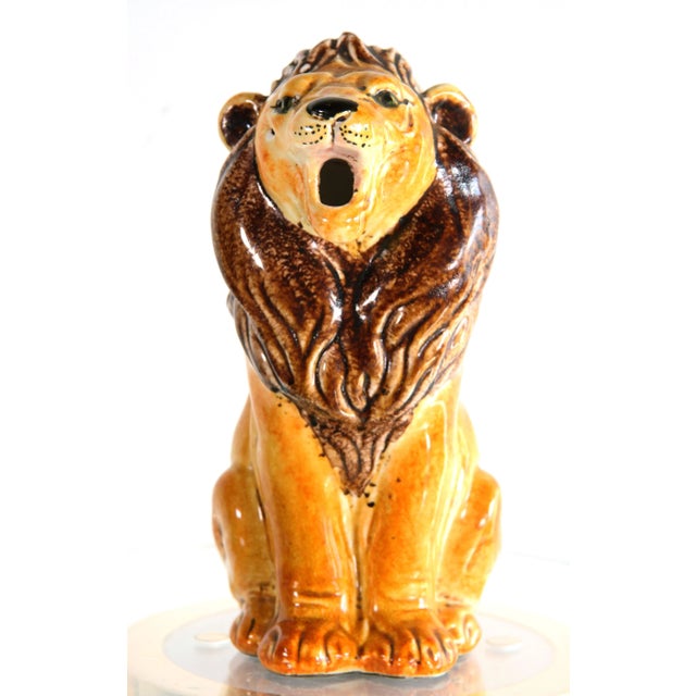 Vintage Mid Century Italian Ceramic Lion Pitcher For Sale In Providence - Image 6 of 9