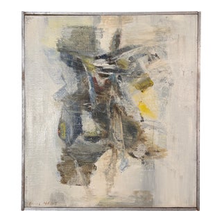 1950s Abstract Original Painting on Canvas Title Winter - By Emilee Higbee For Sale
