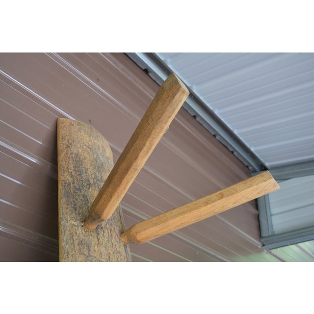 Handcrafted 96" Long Wooden Backless Bench Seat W/ Log Style Legs For Sale - Image 14 of 15