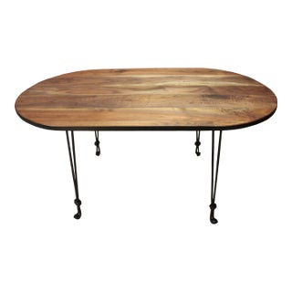 Black Walnut Kitchen Nook Table With Rebar Hairpin Legs For Sale