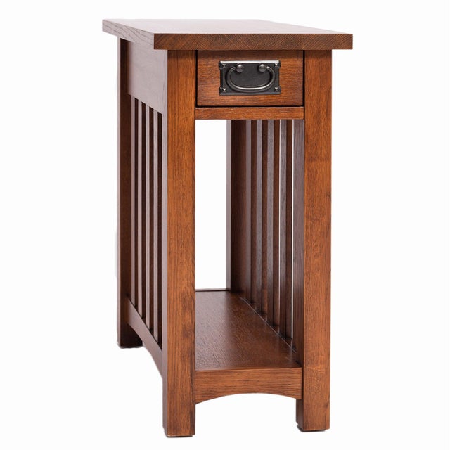 Wood Mission Arts & Crafts 1 Drawer Side Table For Sale - Image 7 of 18