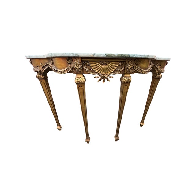 Late 20th Century Gold Gilt French Marble Top Console Sofa Table Chairish