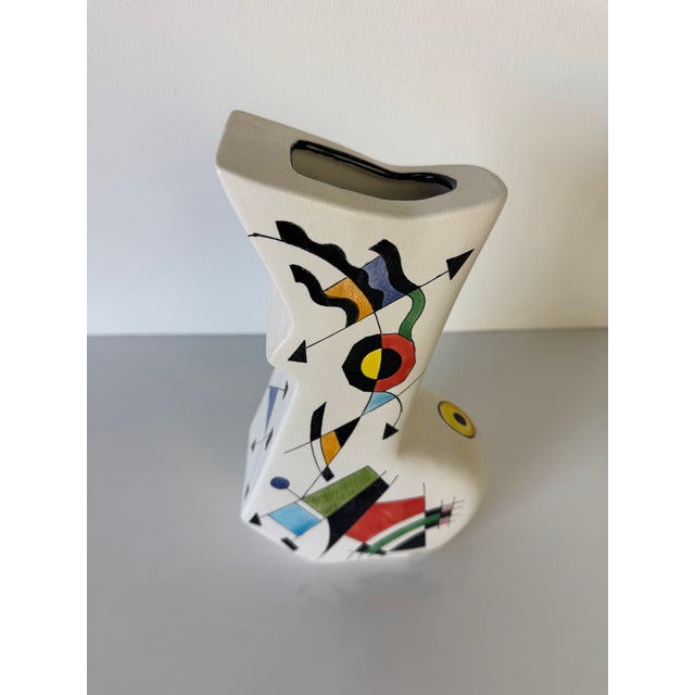 Vintage Joan Miró Style Ceramar Spain Hand-Painted Abstract Ceramic Vase For Sale - Image 4 of 12